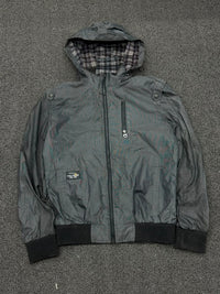 Men's Charcoal Hooded Windbreaker Jacket – Lightweight Full Zip Casual Outerwear