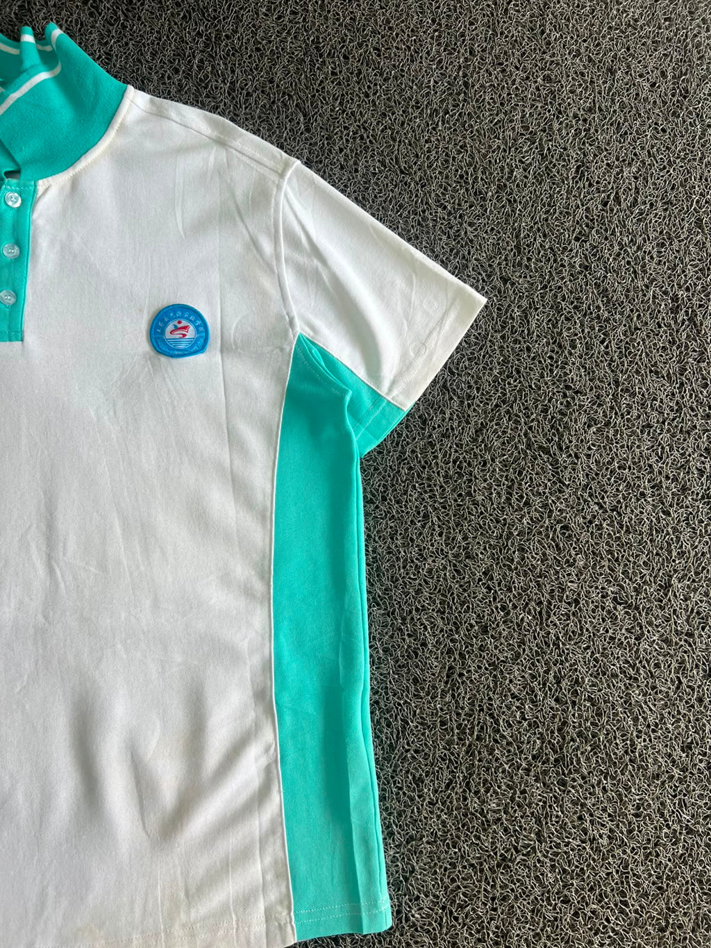 Vintage White & Mint Green Contrast Polo T-Shirt | Half Sleeve Button Neck Casual Tee