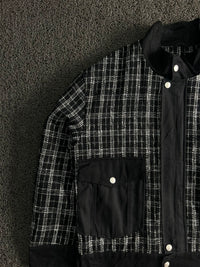 Black & White Plaid Utility Snap Button Jacket