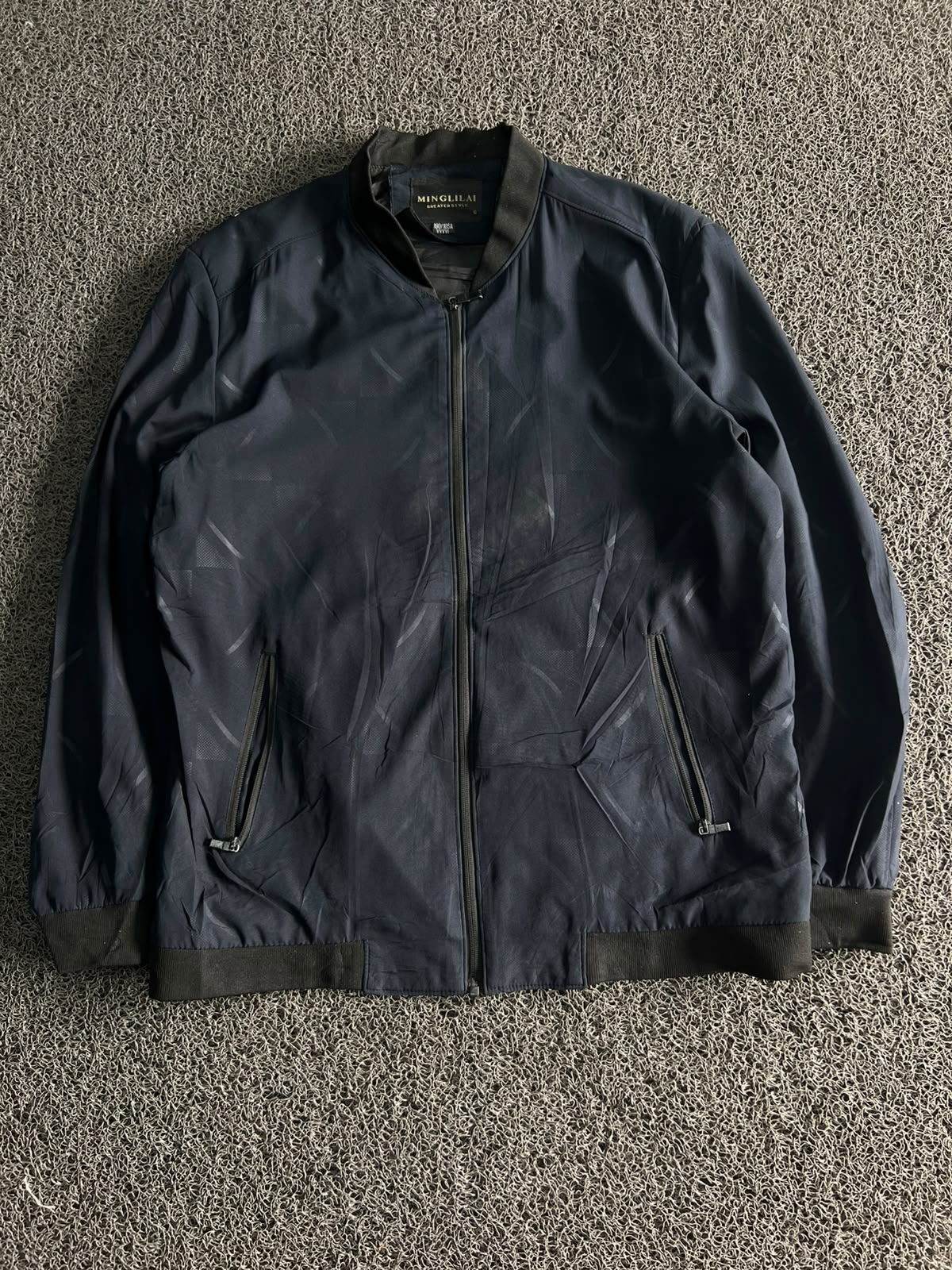 Minglilai Lightweight Zip Bomber Jacket – Ribbed Collar & Zip Pockets ⚠️ Small Stains