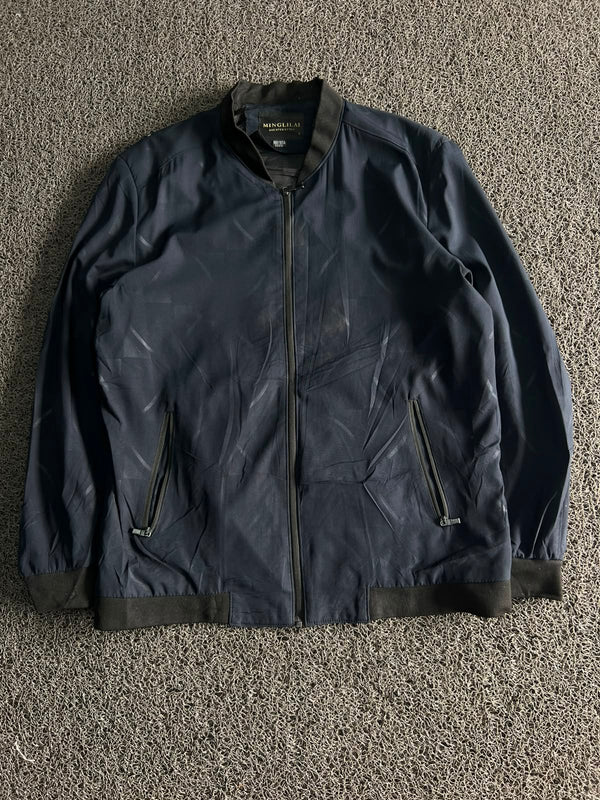 Minglilai Lightweight Zip Bomber Jacket – Ribbed Collar & Zip Pockets ⚠️ Small Stains