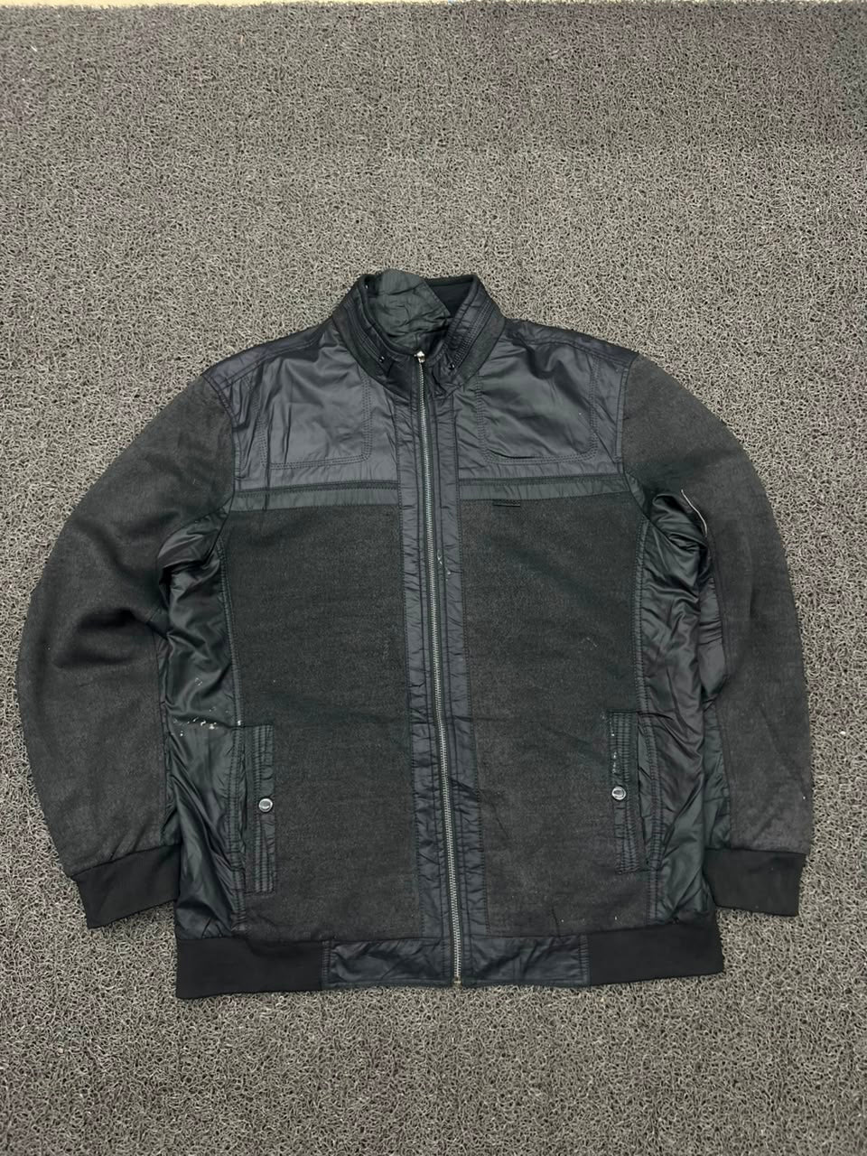 Vintage Black Hybrid Bomber Jacket Retro Outerwear