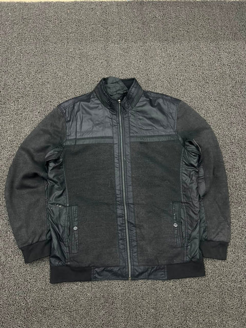 Vintage Black Hybrid Bomber Jacket Retro Outerwear