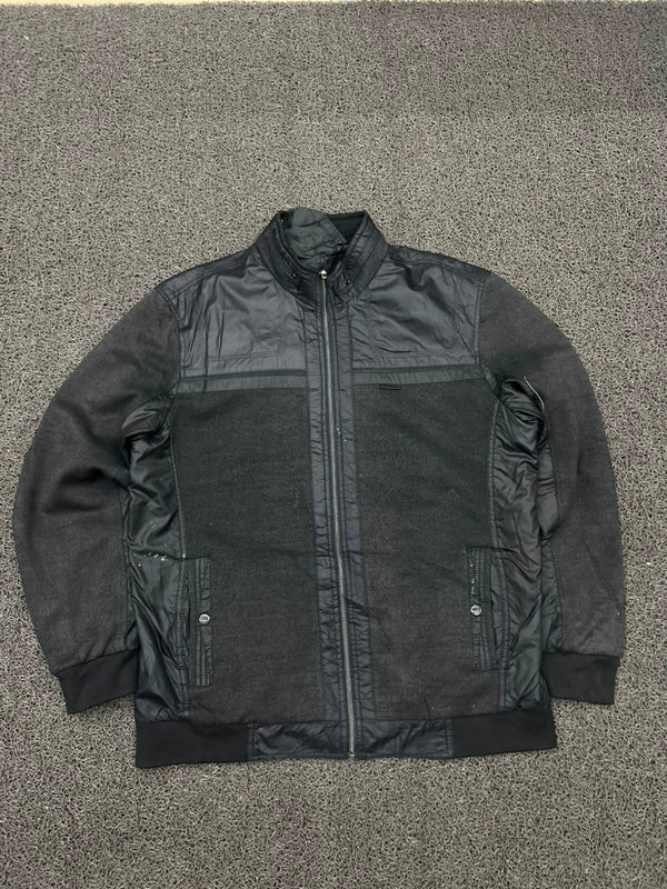 Vintage Black Hybrid Bomber Jacket Retro Outerwear
