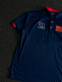 Vintage Navy Blue China Sport Polo T-Shirt with Flag