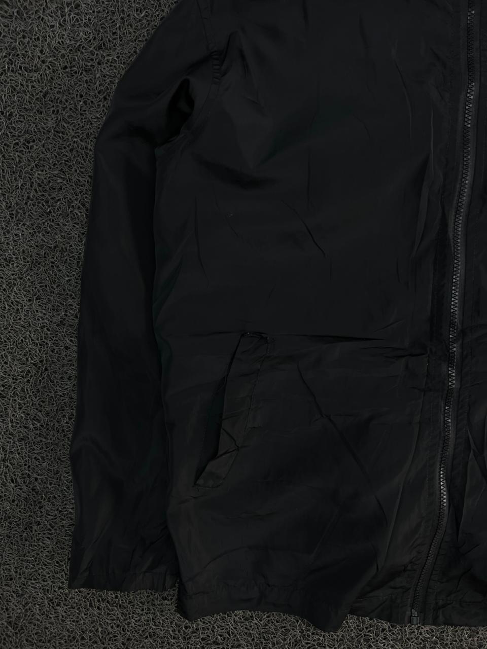 Oversized Black Hooded Windbreaker Jacket – Lightweight Zip-Up Streetwear