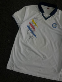 Sports Graphic Print Polo T-Shirt with Navy Collar