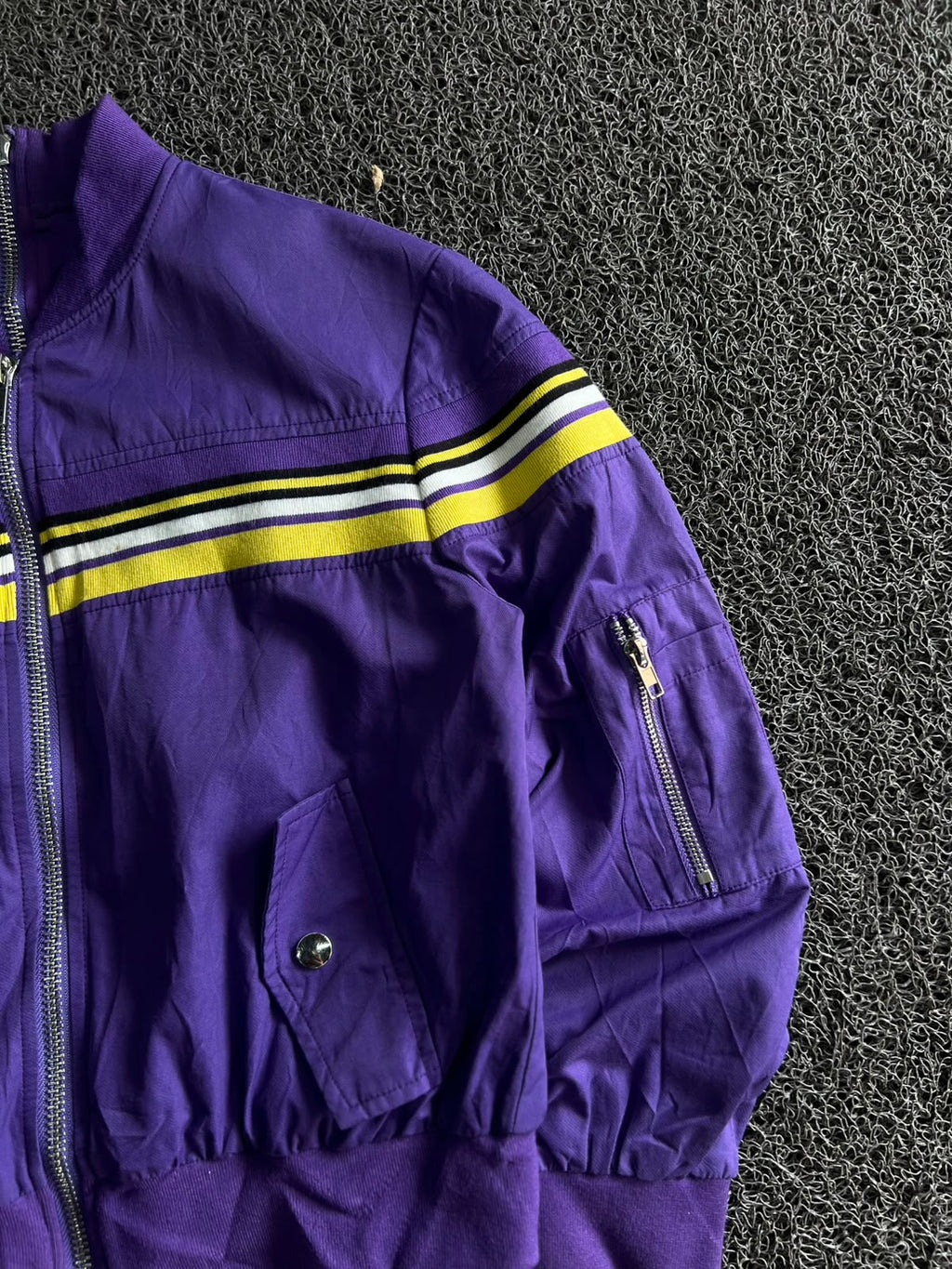 Vintage Purple Stripe Bomber Jacket