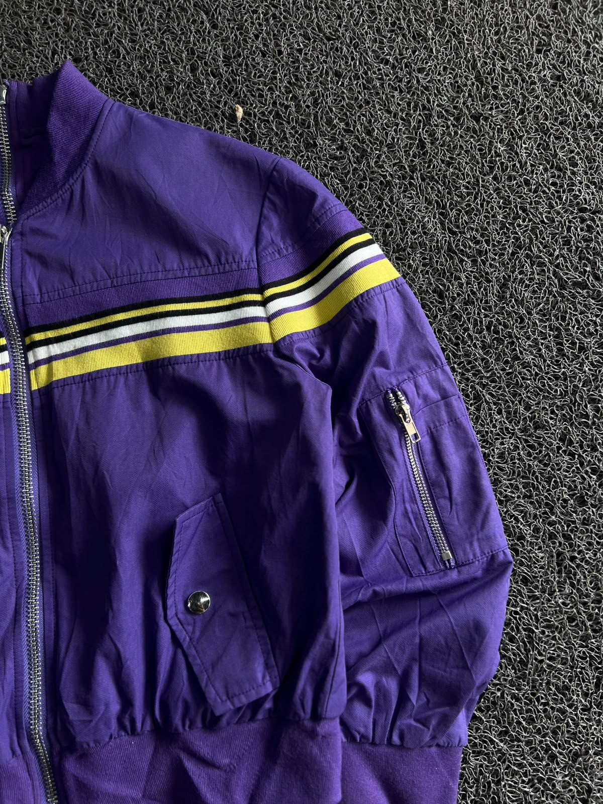 Vintage Purple Stripe Bomber Jacket