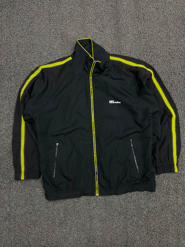 Black & Neon Yellow Sporty Track Jacket ⚠️ Zip Damage