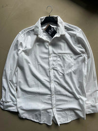 Men's White Ribbed Textured Full Sleeve Casual Shirt