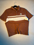 Vintage Brown Stripe Polo T-Shirt – Classic Retro Casual Fit
