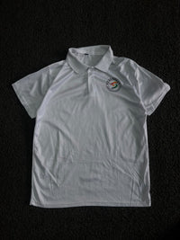 White Solid Polo T-Shirt with Logo and chinese back print