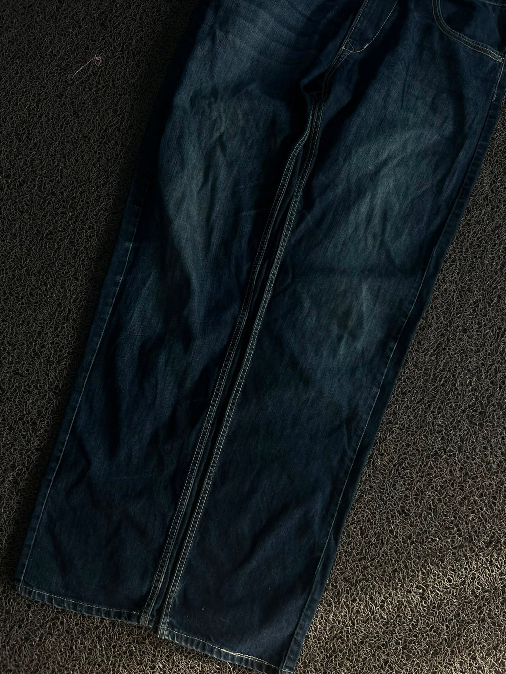 Vintage Dark Wash Straight Fit Denim Jeans