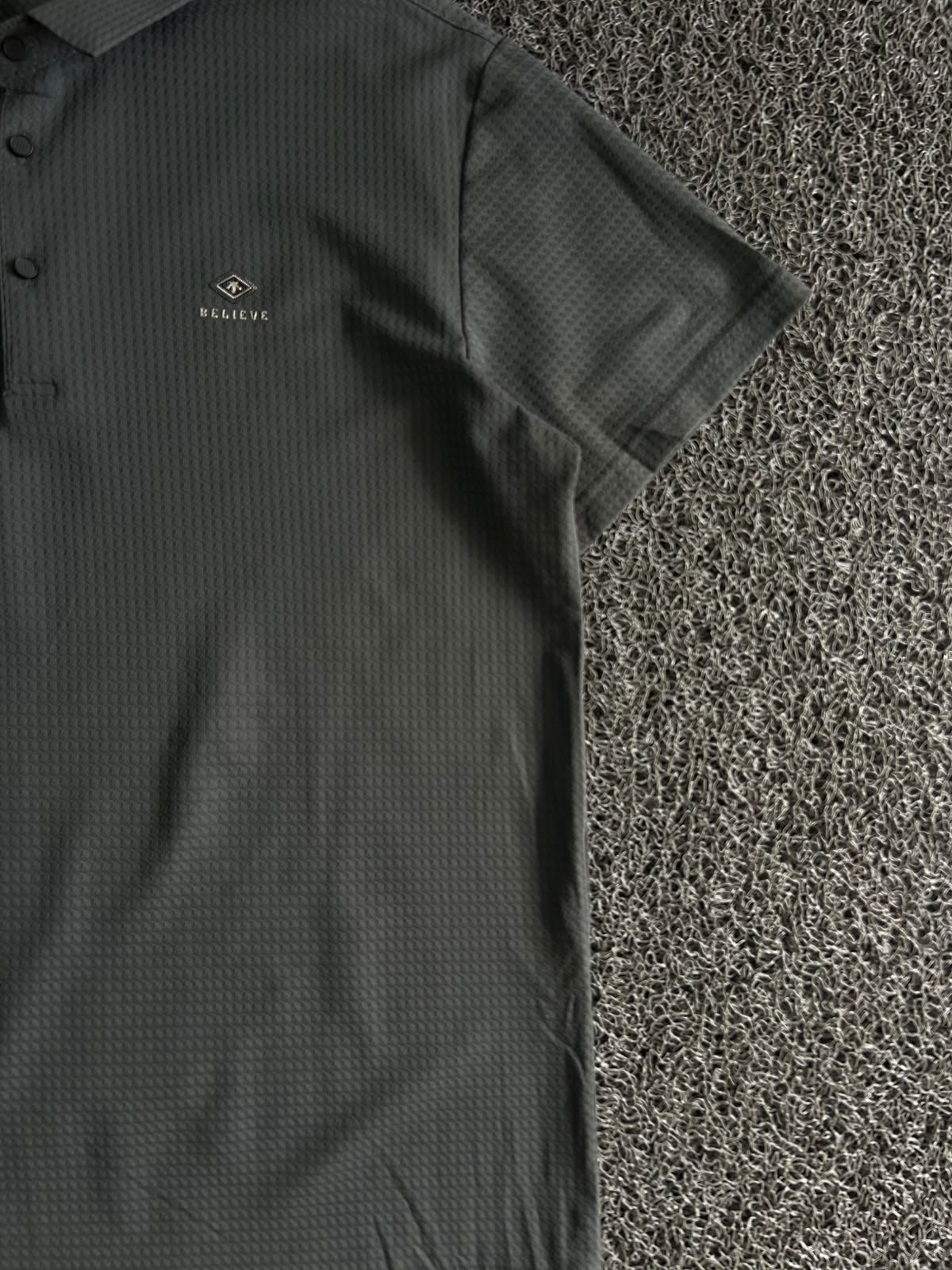 Dark Grey Textured Polo T-Shirt