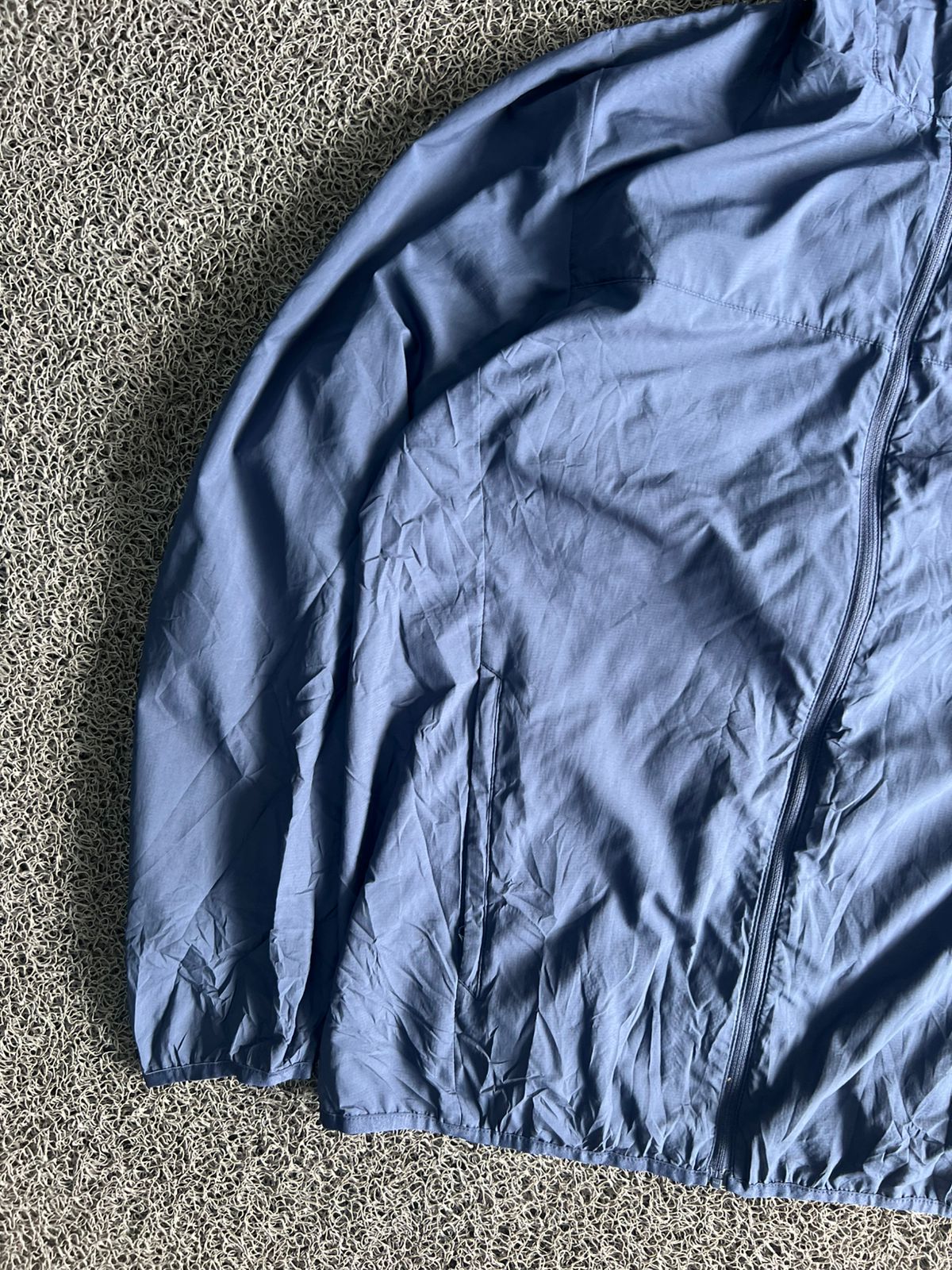 Vintage Blue Lightweight Hooded Windbreaker Jacket
