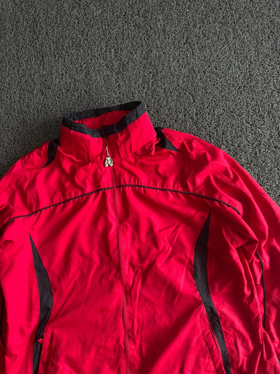 Vintage Red & Black Full-Zip Windbreaker Jacket