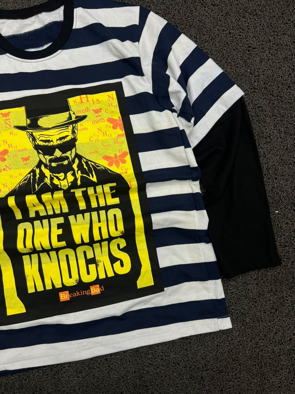 Breaking Bad "I Am The One Who Knocks" Striped Layered Long Sleeve Graphic T-Shirt