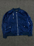 Premium Blue Bomber Jacket with Utility Sleeve Pocket