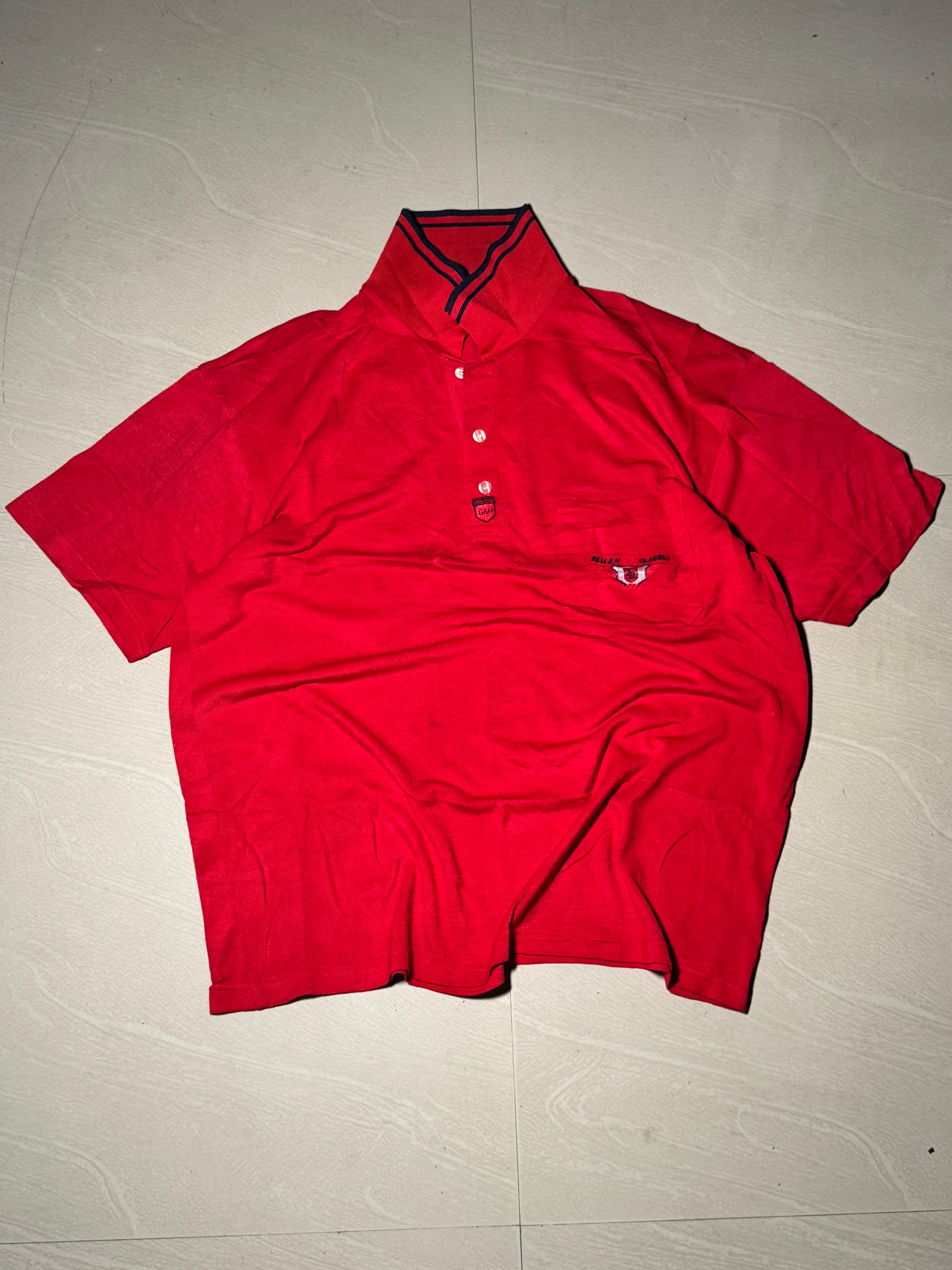 Vintage Red Polo T-Shirt with Embroidered Logo | Classic Casual Fit