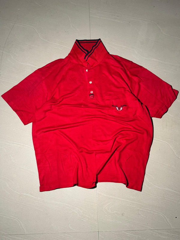 Vintage Red Polo T-Shirt with Embroidered Logo | Classic Casual Fit