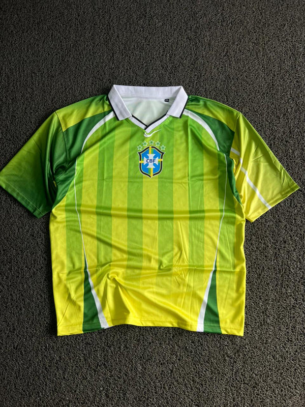 Brazil Neymar Jr #10 Special Edition Green & Yellow Polo Football Five Sleeve Jersey