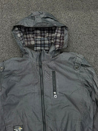 Men's Charcoal Hooded Windbreaker Jacket – Lightweight Full Zip Casual Outerwear