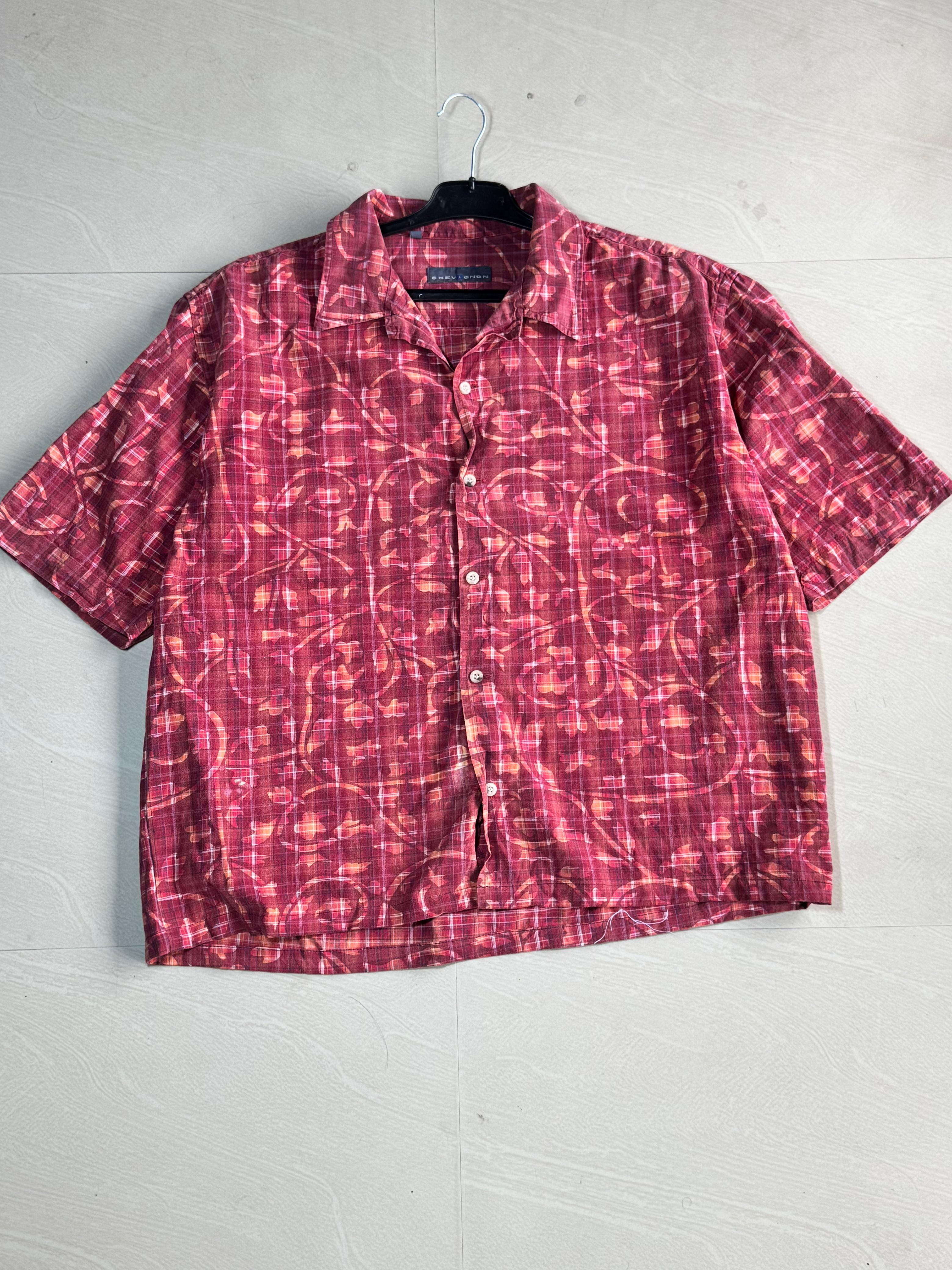Oversized Boxy Red Resort Print Half Sleeve Shirt