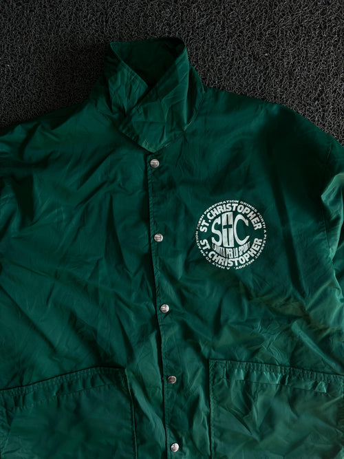 Vintage St. Christopher Green Nylon Coach Jacket