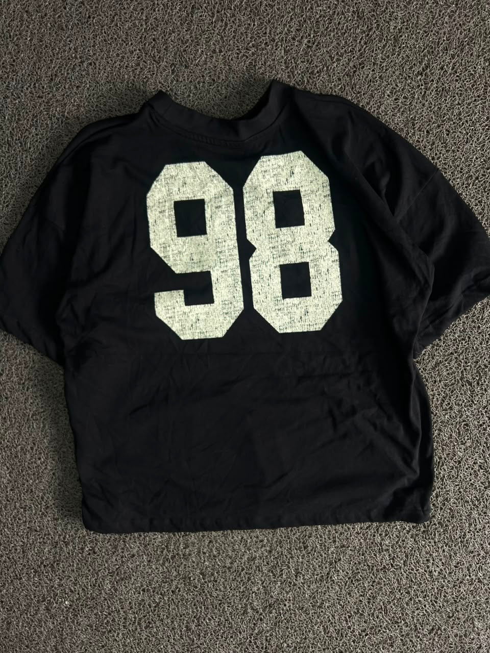 HUMAN Black Appliqué 98 Logo Oversized T-Shirt –Streetwear Graphic Tee