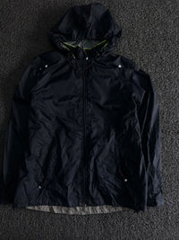 Vintage Hooded Lightweight Windbreaker Jacket with Zip Front & Drawstring Hood