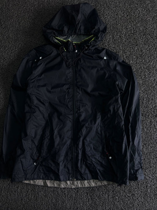Vintage Hooded Lightweight Windbreaker Jacket with Zip Front & Drawstring Hood