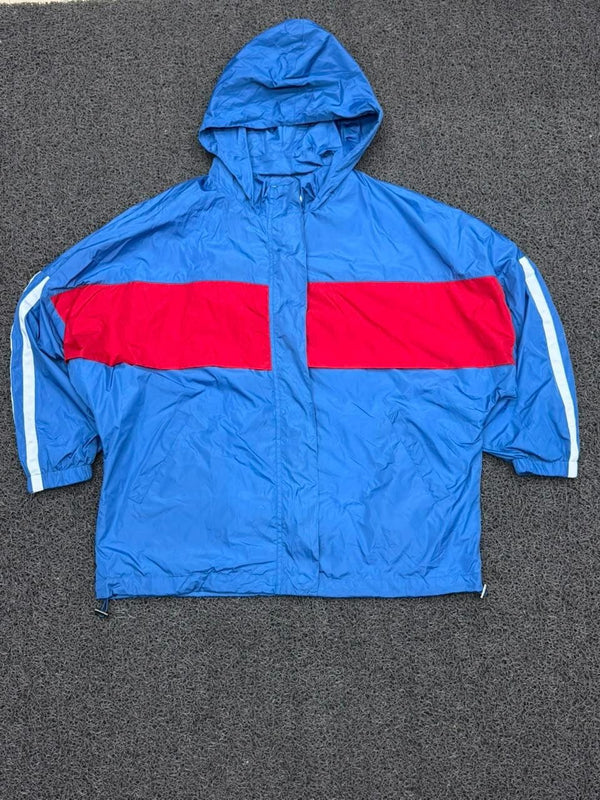 Vintage Blue & Red Colorblock Hooded Windbreaker Jacket