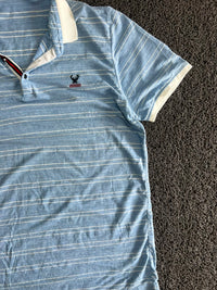 Men’s Light Blue Striped Polo T-Shirt with Contrast Collar