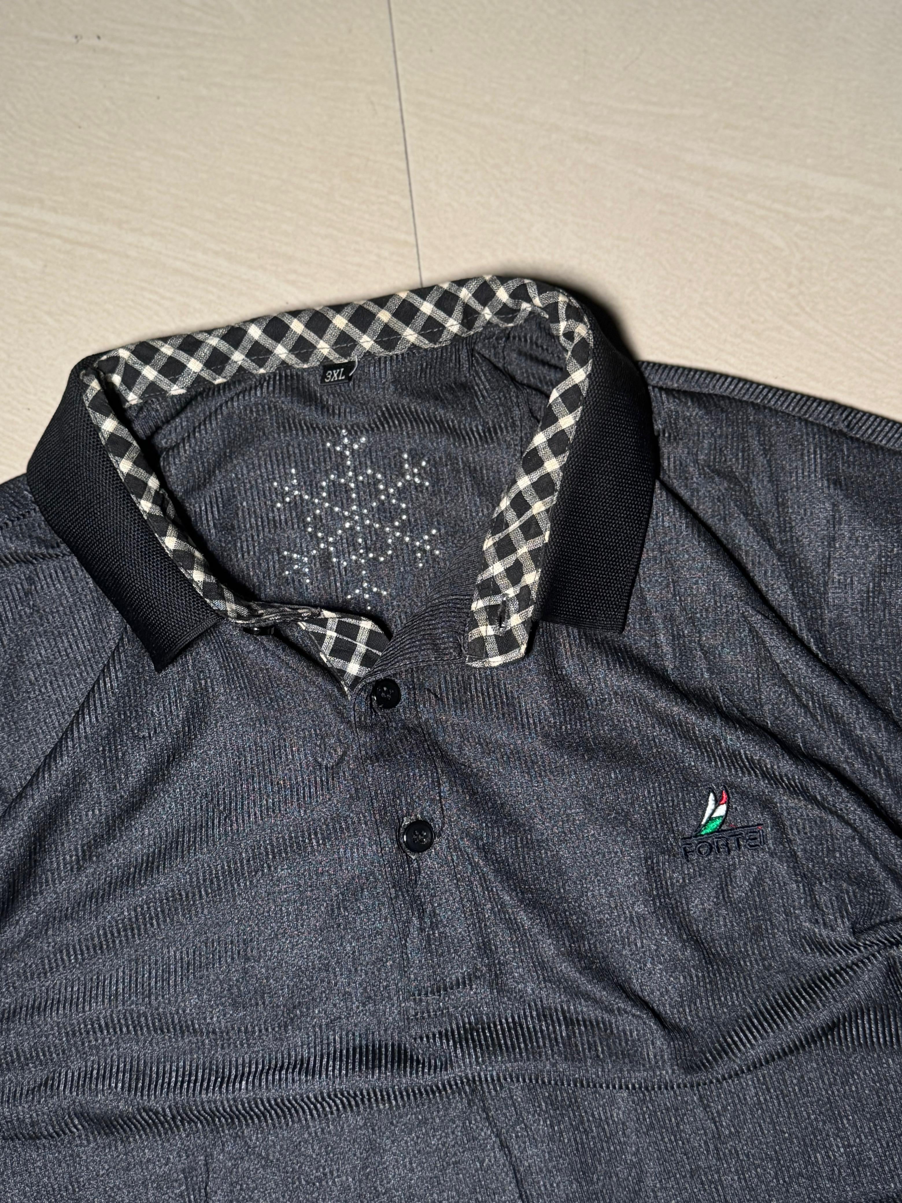 Men’s  Polo T-Shirt with Contrast Check Collar