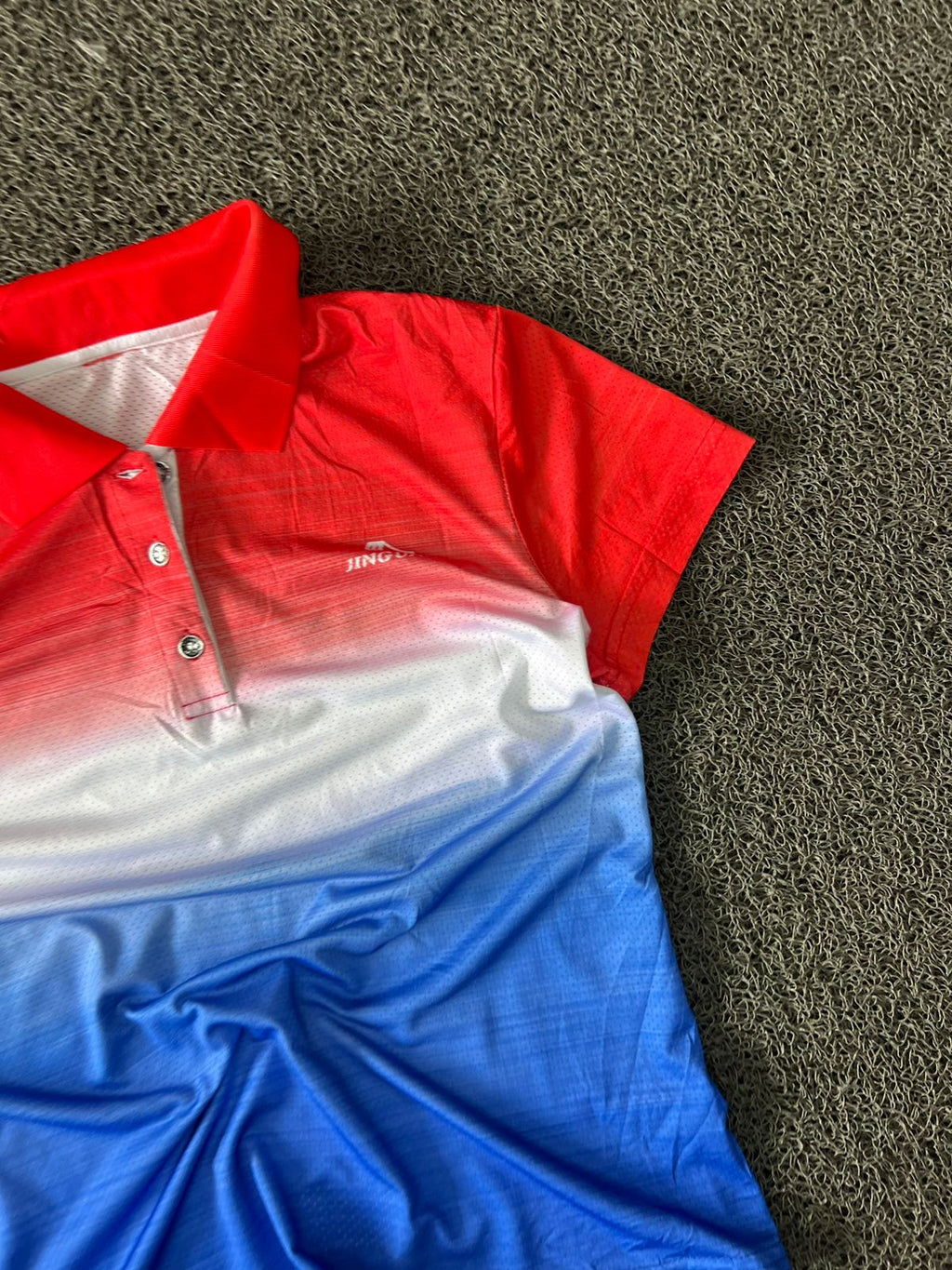 Men's Red White Blue Gradient Performance Polo T-Shirt