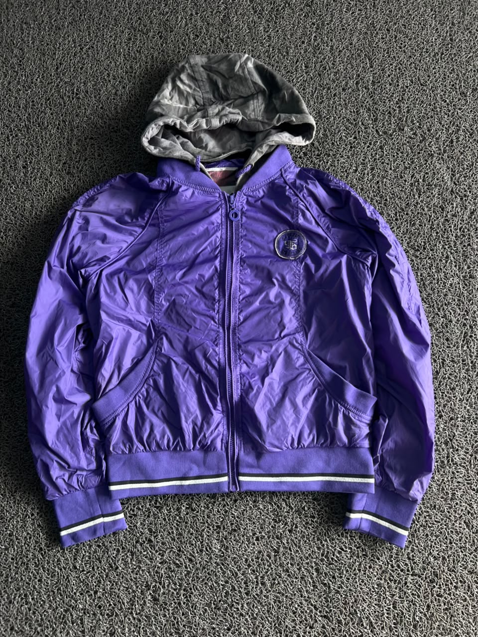 Purple Lightweight Hooded Jacket with Ribbed Hem