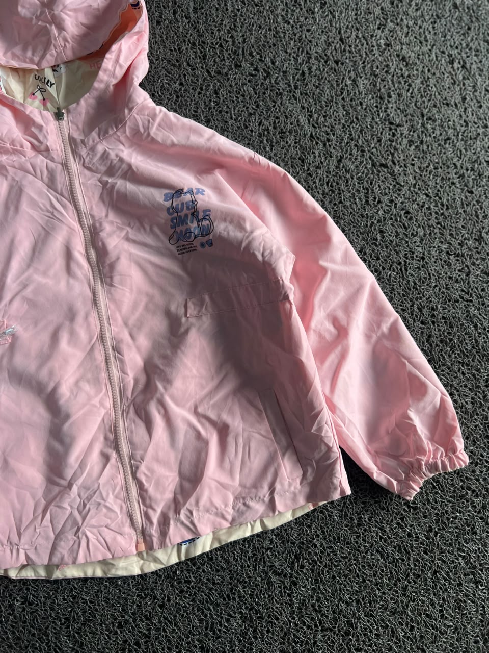 Reversible Pink Hooded Jacket | Double-Sided Printed Windbreaker