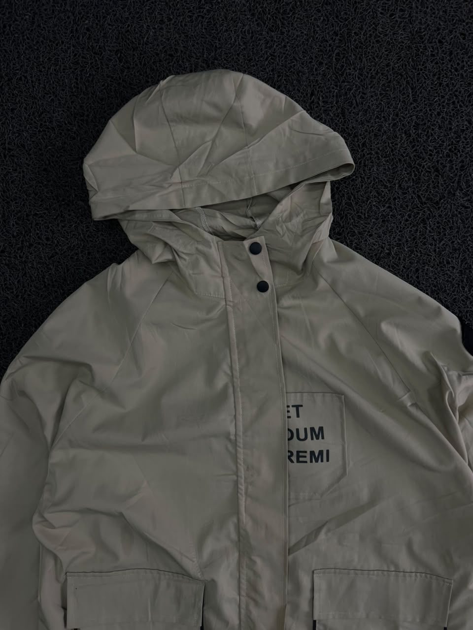 Hooded Utility Rain Jacket – Lightweight Windbreaker with Flap Pockets