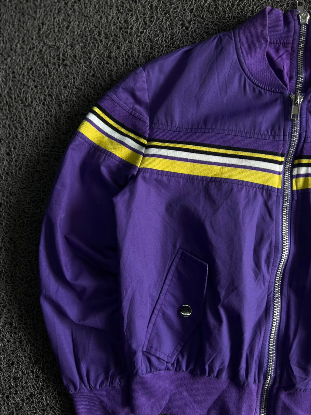 Vintage Purple Stripe Bomber Jacket