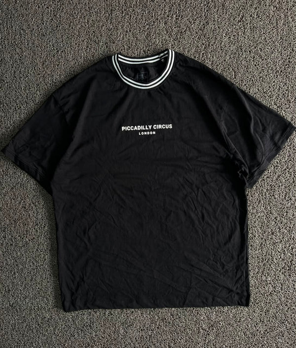 Piccadilly Circus London Black Graphic T-Shirt – Men's Oversized Crew Neck Tee