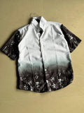 Men’s Gradient Calligraphy Print Short Sleeve Shirt