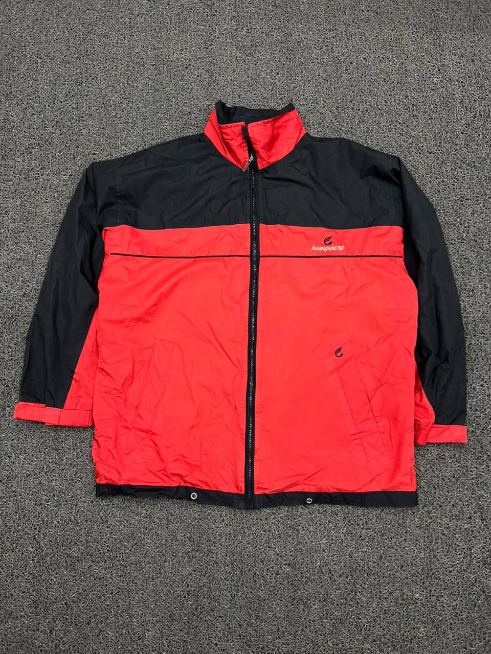 Huangsheng Red & Black Color Block Windbreaker Jacket