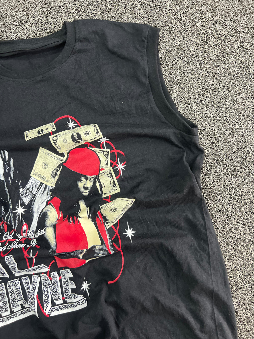 Lil Wayne Graphic Sleeveless Black Cotton T-Shirt for Men