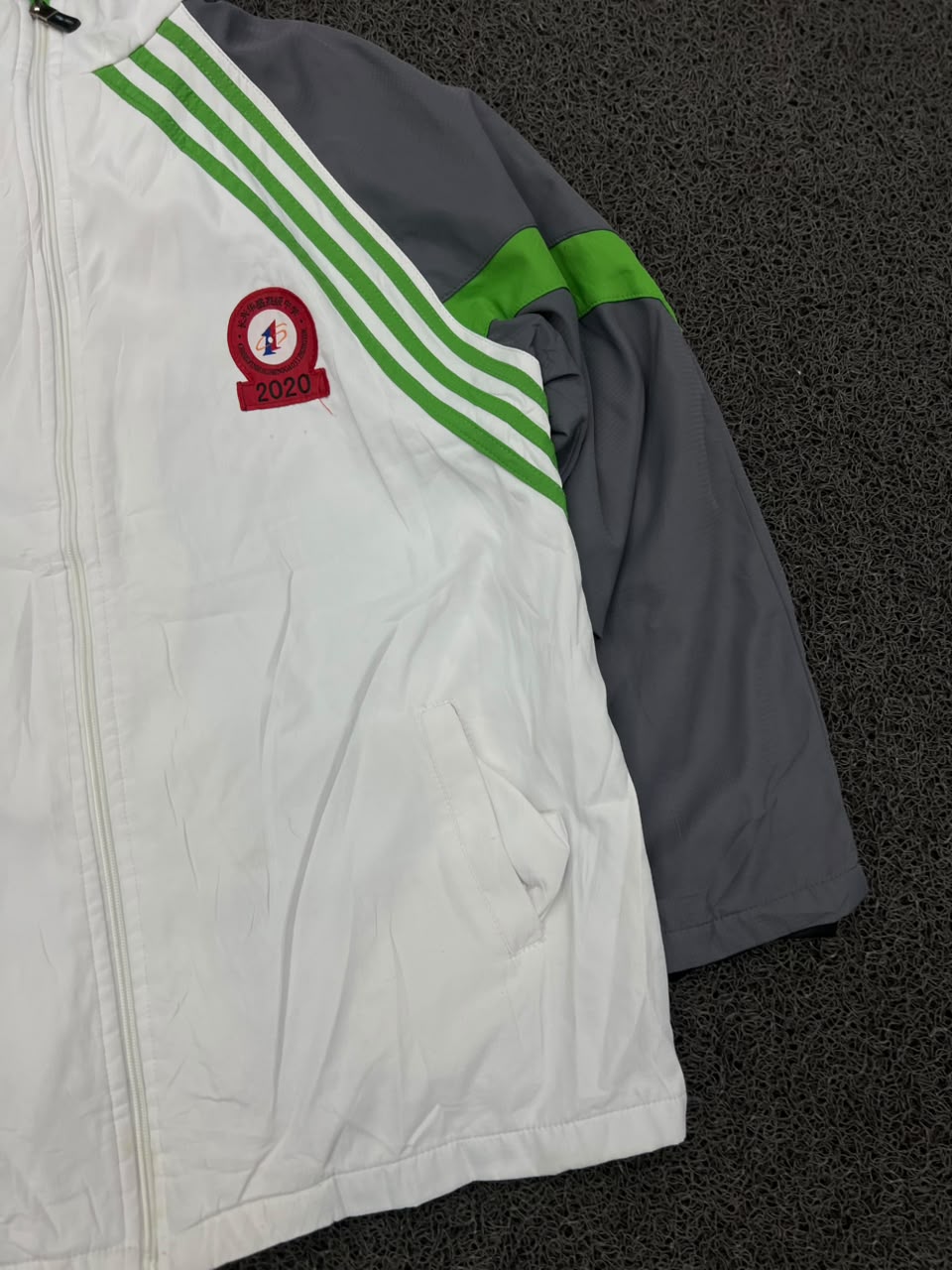 Track Jacket with Green Stripe | Full Zip Sports Windbreaker
