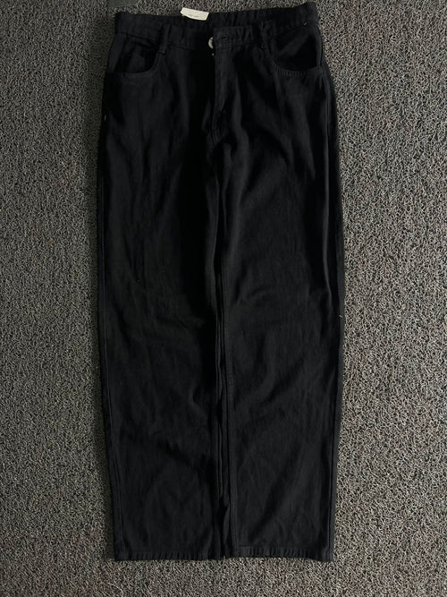 H&M Black Relaxed Straight-Leg Denim Jeans