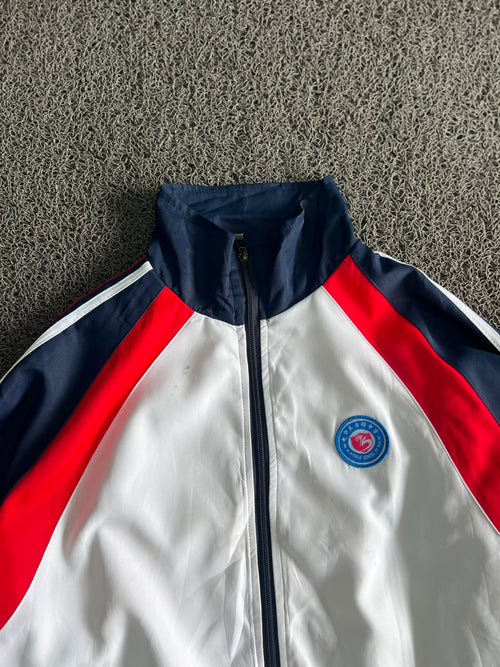 Vintage Colorblock Track Jacket Zip-Up Sports Jacket ⚠️  Multiple Stains (Front, Right Sleeve & Back) Small Damage on Right Sleeve