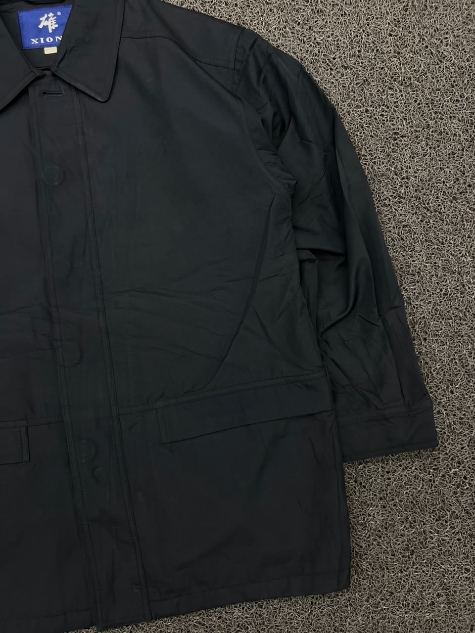 XIONG Vintage Black Utility Coach Jacket – Button-Up Lightweight Outerwear