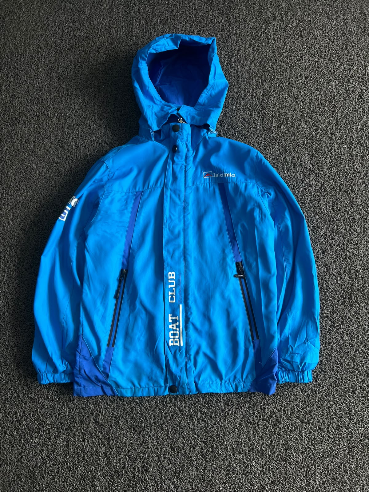 Blue Hooded Boat Club Outdoor Jacket – Waterproof Full-Zip Windbreaker