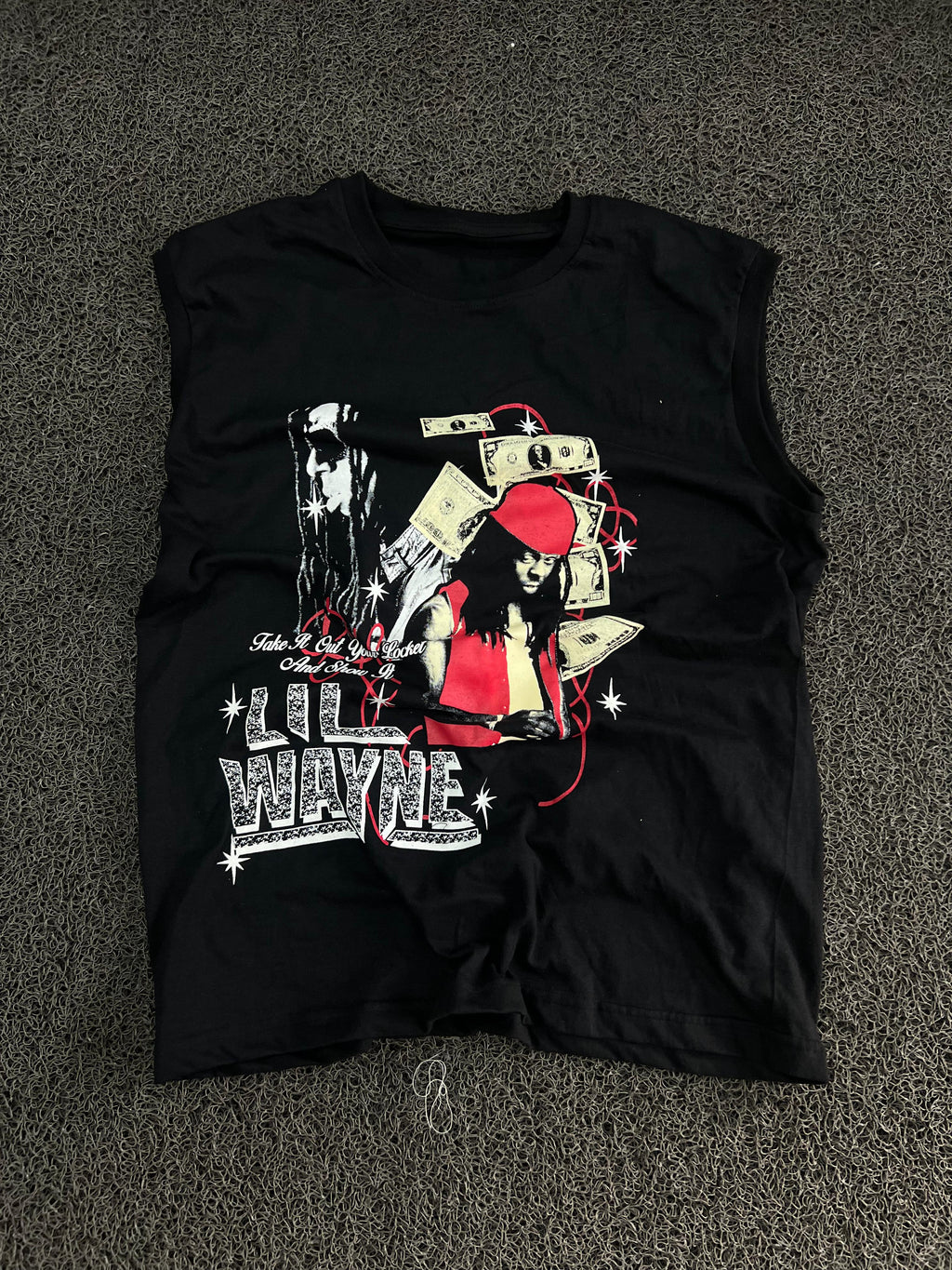 Lil Wayne Graphic Sleeveless Black Cotton T-Shirt for Men